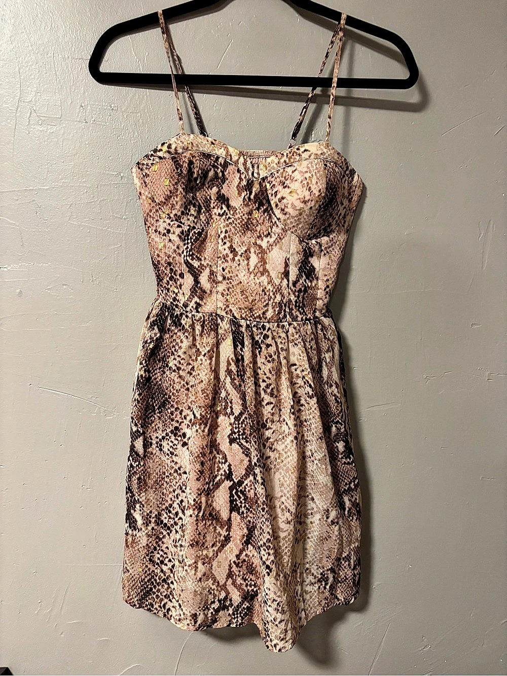 Xhilaration Snake Skin Print Sleeveless Sweetheart Neck Shine Bra-Cup Mini Dress